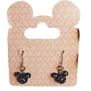 Disney Parks Mickey Dangle Earrings Black White Polka Dots NWT